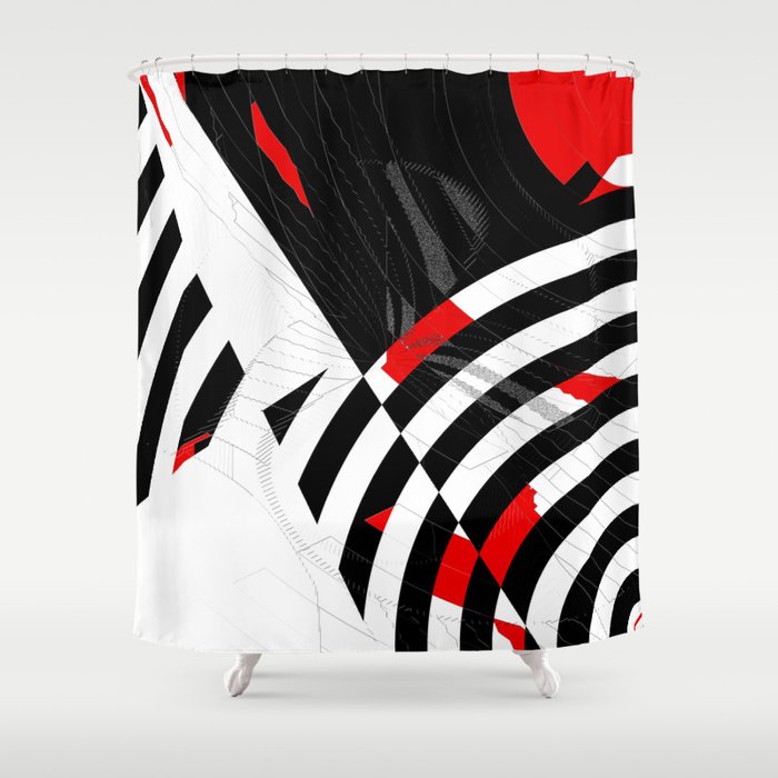 black and white meets red Version 8 Shower Curtain