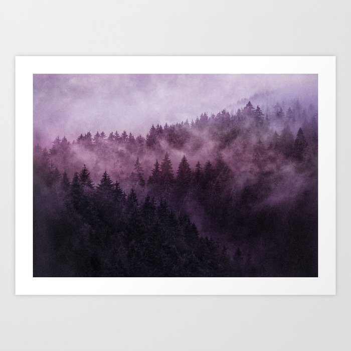 Excuse me, I’m lost // Laid Back In A Misty Foggy Wild Romantic Cascadia Trees Forest Covered In Fog Art Print