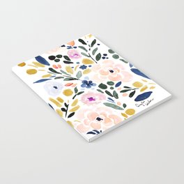 Sierra Floral Notebook | Floral, Gold, Flower, Vintageinspired, Blue, Modernvintage, Blush, Mustard, Painting, Watercolor 