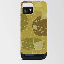 Mid Century Modern Geometric Abstract Composition 122 Brown Green Yellow Gold and Beige iPhone Card Case