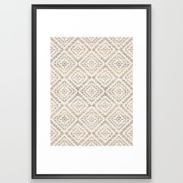 White Farmhouse Rustic Vintage Geometric Moroccan Fabric Style Framed Art Print