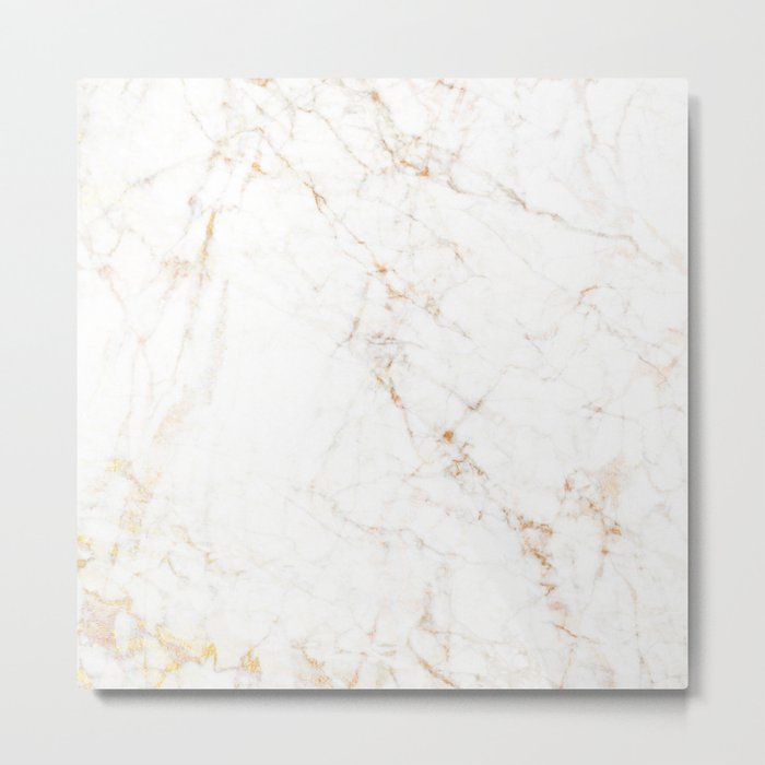 White Marble with Delicate Gold Veins Metal Print