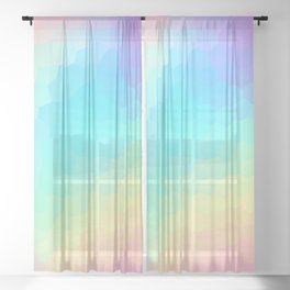 Pastel Rainbow Gradient With Stained Glass Effect Sheer Curtain