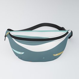 Under the Sea Mid Century Ocean, Waves and Fish Fanny Pack