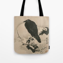 Full Moon with Crow on Plum Branch, Kawanabe Kyosai, 1800s Tote Bag