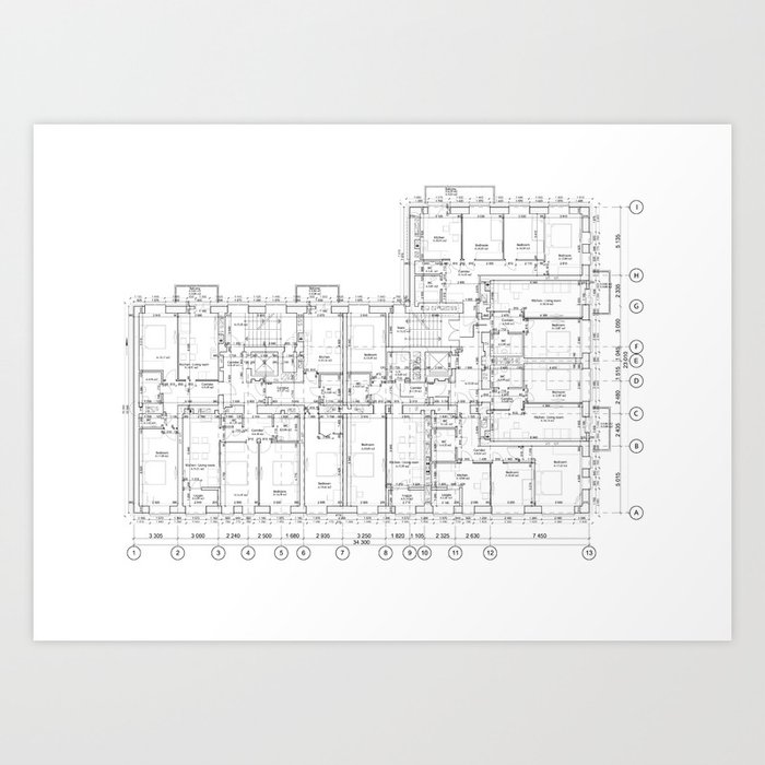 Detailed architectural floor layout Art Print