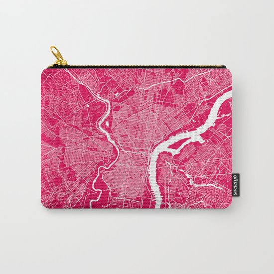 Philadelphia map raspberry Carry-All Pouch