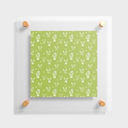 Light Green and White Hand Drawn Dog Puppy Pattern Floating Acrylic Print