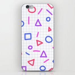 Simple geometric shapes on checkered paper iPhone Skin