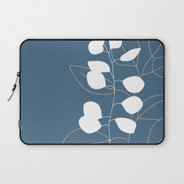Minimalist Abstract Leaves on Blue Laptop Sleeve