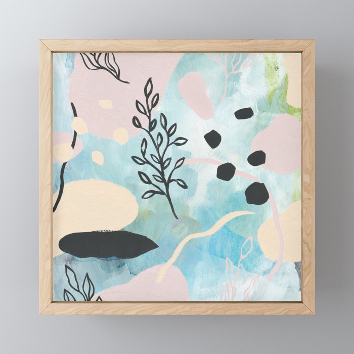 Spring Vibes Modern Abstract Art Color Shapes Painting Framed