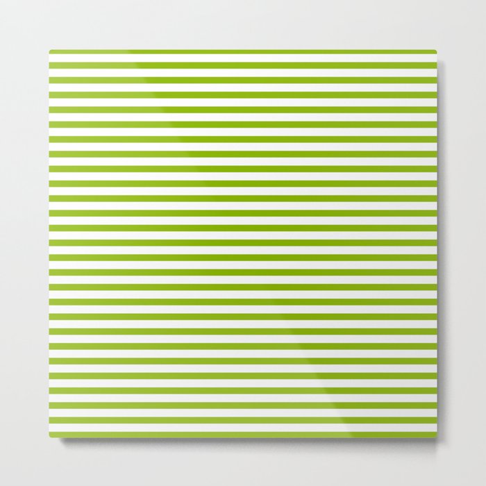 Apple Green & White Maritime Small Stripes - Mix & Match with Simplicity of Life Metal Print