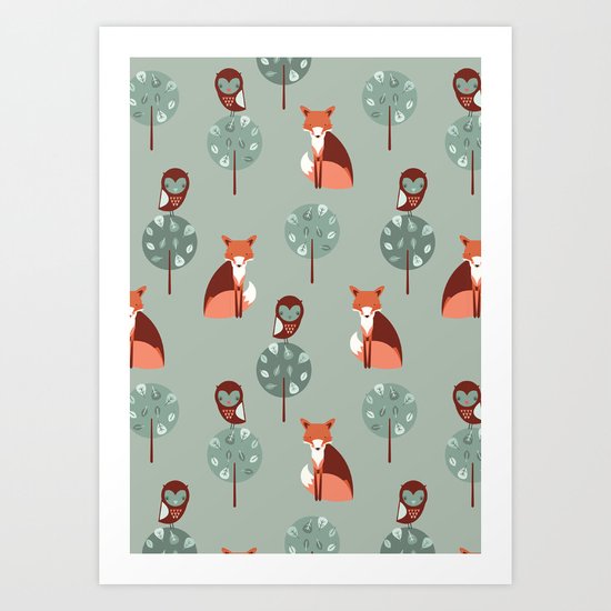 Fox Woods Art Print