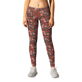 Red and pink Blossoms Leggings