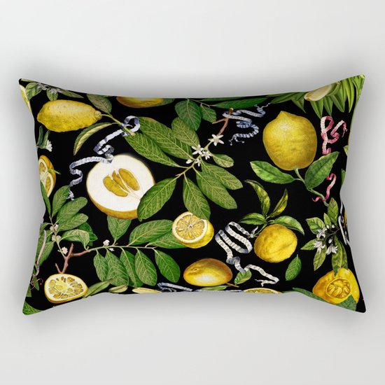 LEMON TREE Black Rectangular Pillow