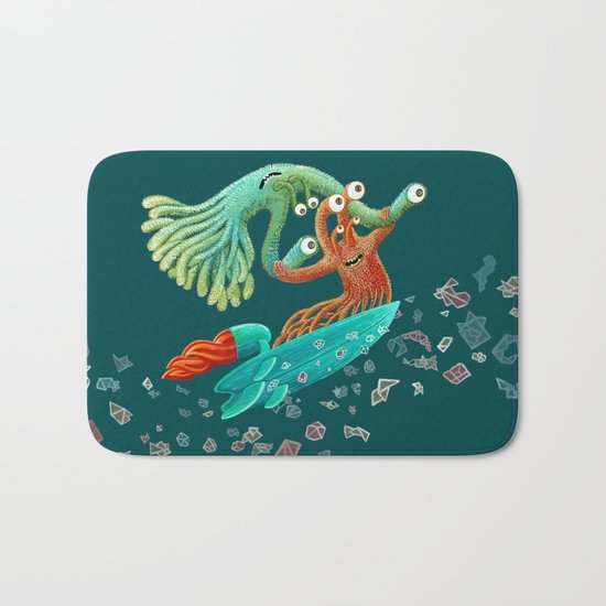 Surfing Monsters Bath Mat