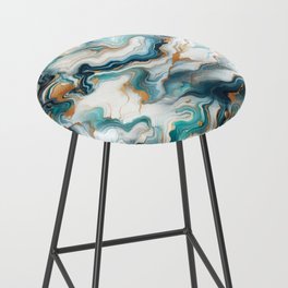 Teal, Blue & Gold Marble Agate  Bar Stool