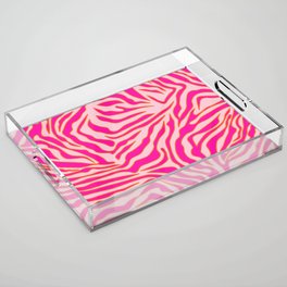 Zebra Print Pink And Orange Zebra Stripes Wild Animal Print Preppy Decor Modern Zebra Pattern Acrylic Tray