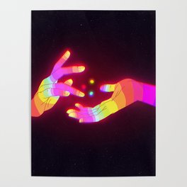 Psychedelic Energy Hands Poster