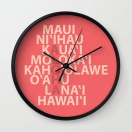 Hawaiian Islands Coral Wall Clock