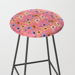 pink and pastel 90s evening primrose flower meaning youth and renewal  Bar Stool