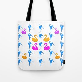 SYMETRIC GEOMETRIC LINE PATTERN OF BALLET DANCERS AND SWANS.  Tote Bag