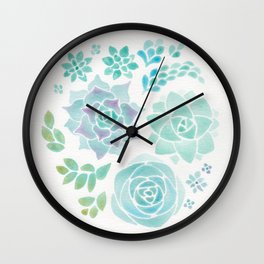 Watercolor Succulent Garden 3 Wall Clock