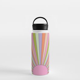 Rainbow Sun Water Bottle | Rays, Bright, Rust, Colorful, Peach, Funky, Sunrays, Pink, Abstract, Pastel 