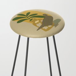 Tan Beige Dove with Leaves and Flowers  Counter Stool