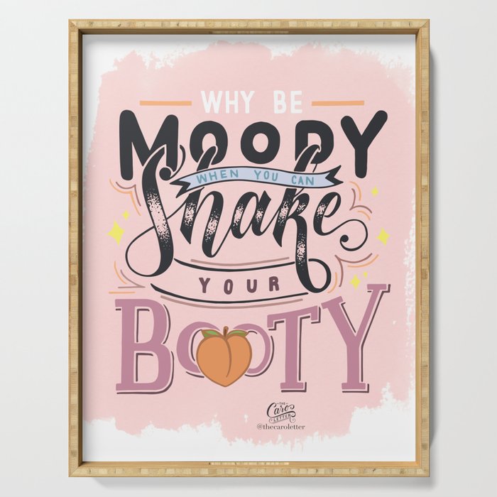 Moody Booty Pink (hand-lettering) Serving Tray