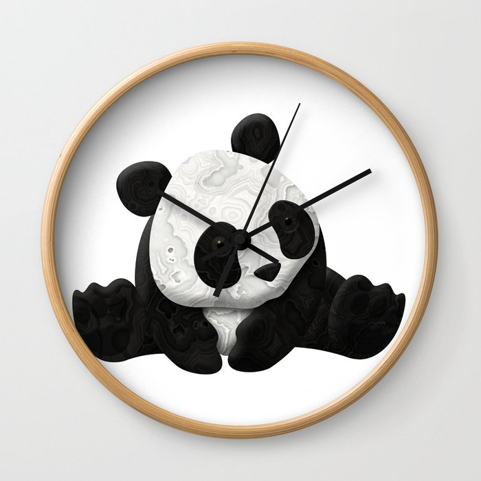 Lace Agate Panda Wall Clock
