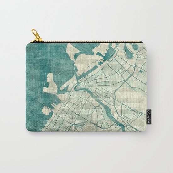 Dubai Map Blue Vintage Carry-All Pouch