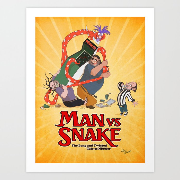 MAN VS SNAKE: The Long and Twisted Tale of Nibbler Art Print