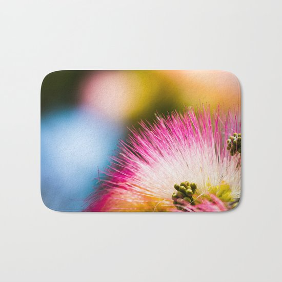 Exotic summer pink silk tree mimosa Bath Mat