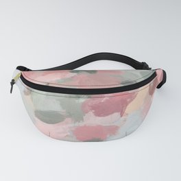Tropical Winds - Blue Sage Green Coral Pink Flowers in the Abstract Nature Painting Art Print Fanny Pack