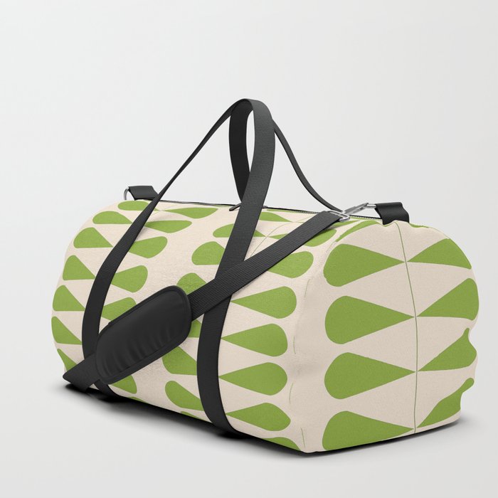 Lime green geometric mid century retro plant pattern Duffle Bag