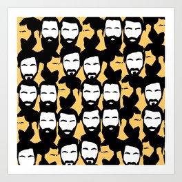 beards are sexy_orange Art Print | Scruff, Pattern, Graphicdesign, Mod, Beard, Digital, Groomed, Cartoon, Modernart, Wallart 
