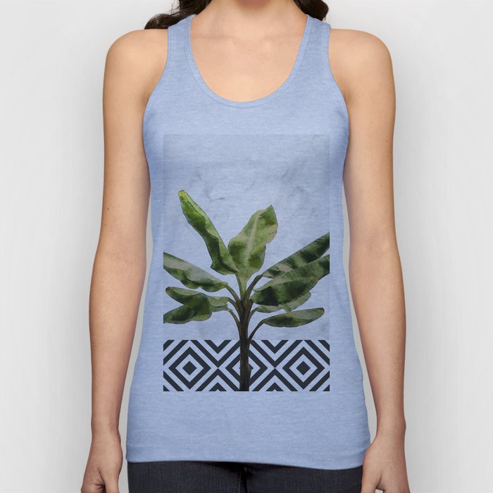 Banana Plant on White Marble and Checker Wall Tank Top