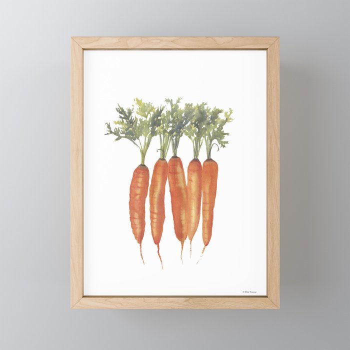 Carrots Watercolor Framed Mini Art Print