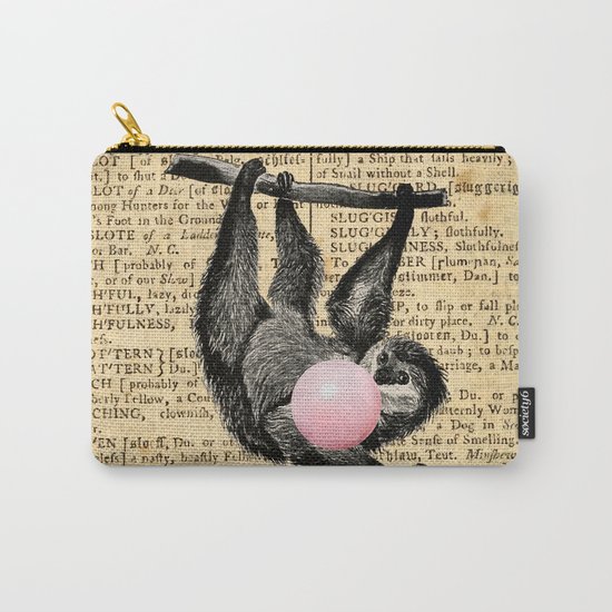 Cute Sloth with Pink Bubble Carry-All Pouch