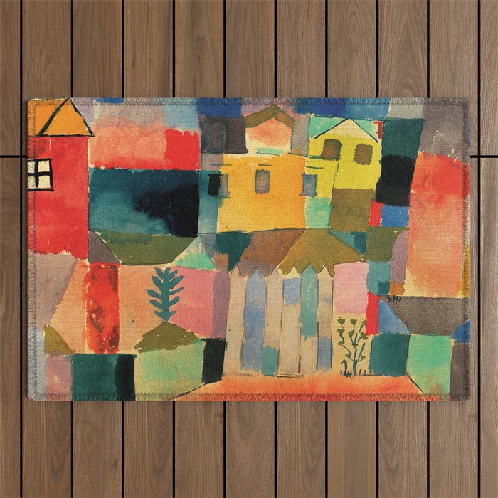 Paul Klee "Houses on the Sea 1914" Outdoor Rug