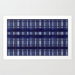 Gray, Gold and Navy Blue Plaid, Summer Stargazing Collection Art Print