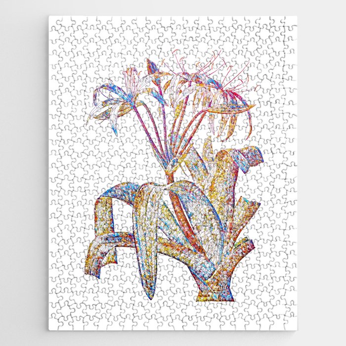 Floral Crinum Erubescens Mosaic on White Jigsaw Puzzle