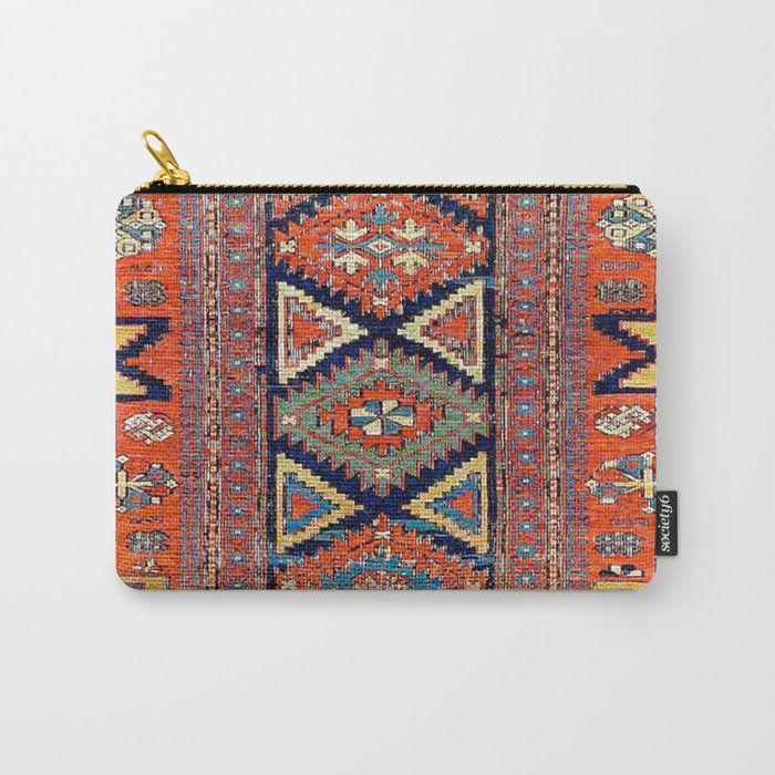 Southwestern Farmhouse II // 19th Century Colorful Red Yellow Blue Green Aztec Farm Stars Pattern Carry-All Pouch