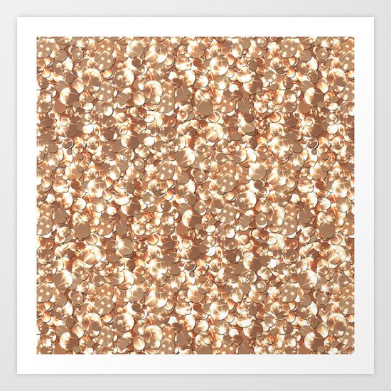 Golden confetti glitter sparkl Art Print