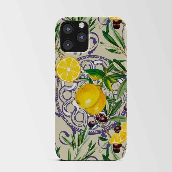 Mediterranean,Tuscan style,lemons,olives pattern  iPhone Card Case