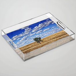 American prairie, South Dakota big sky country with fair weather clouds like a painting landscape color photograph / photography for home and wall decor Acrylic Tray