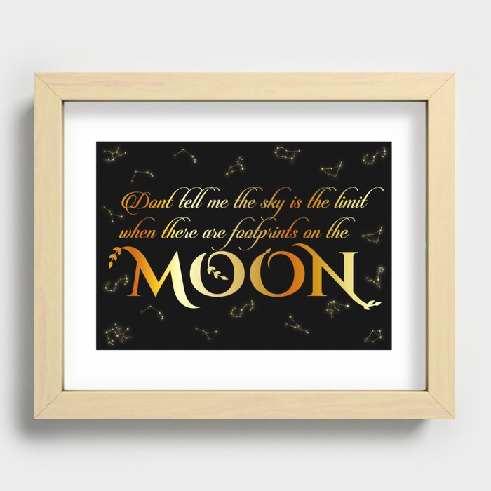 Inspirational moon quotes with constellations Recessed Framed Print