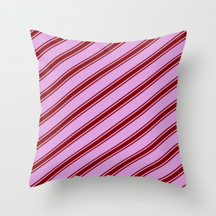 Plum & Maroon Colored Lines/Stripes Pattern Throw Pillow