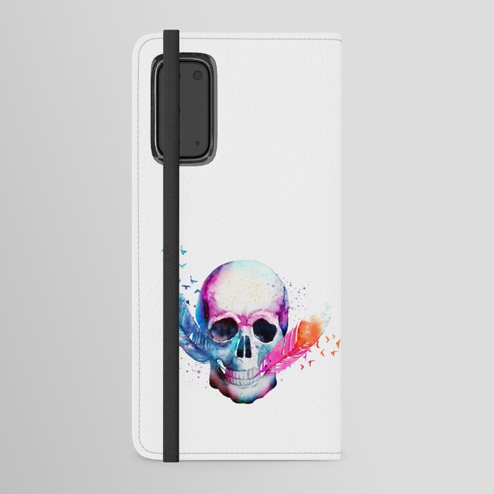 Colorful vibrant skull with feathers Android Wallet Case